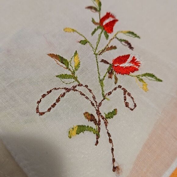 Vintage Handkerchief Lot 9 Mid Century White Floral Sheer Scalloped Hanky Bundle - Picture 9 of 13